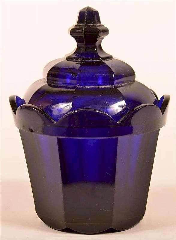 Appraisal: Cobalt Blue Blown Flint Sugar Bowl Cobalt Blue Blown Flint