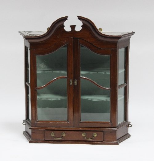 Appraisal: A Dutch th Century style walnut hanging display cabinet cm