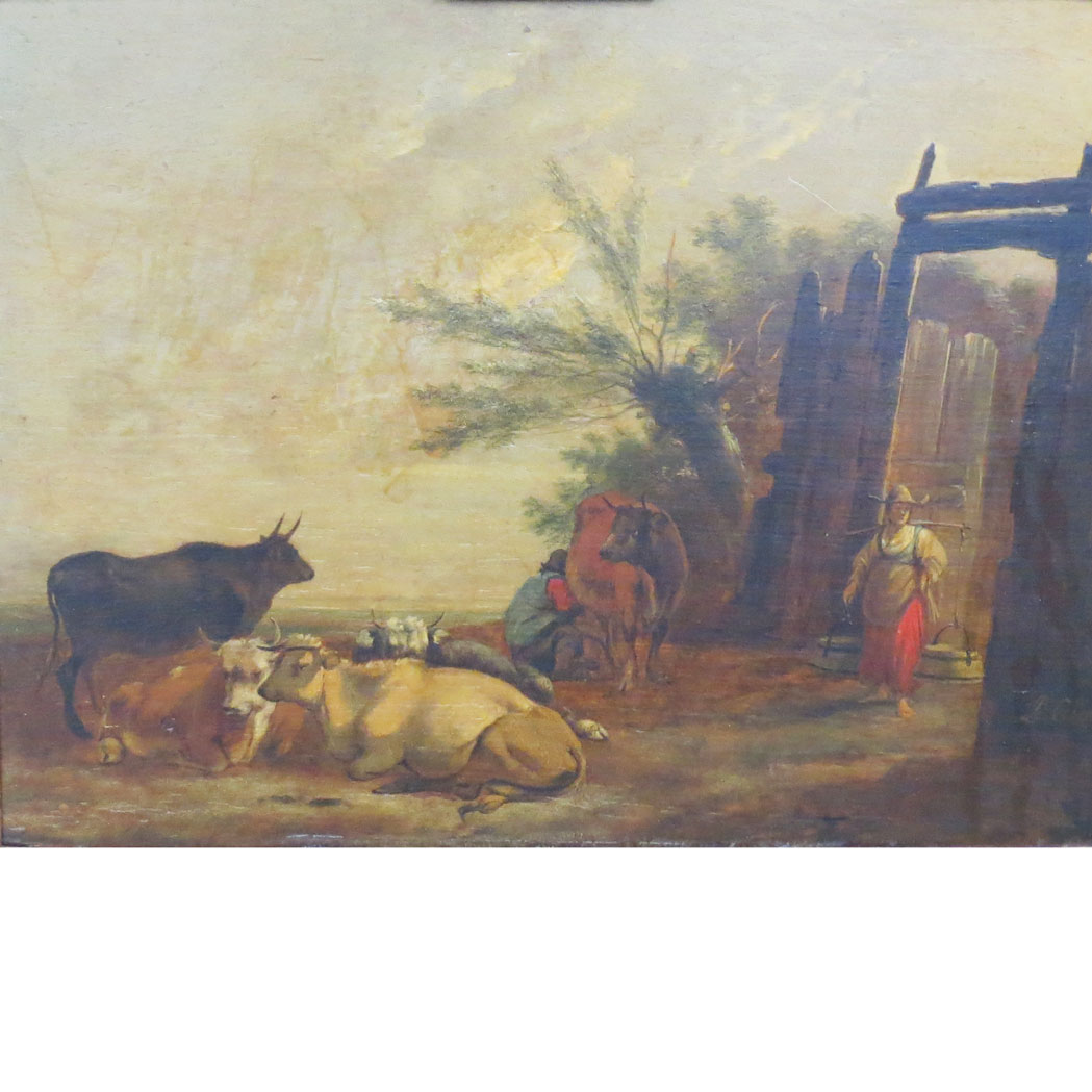 Appraisal: Dutch School th th Century Pastoral Scene Signed indistinctly lr