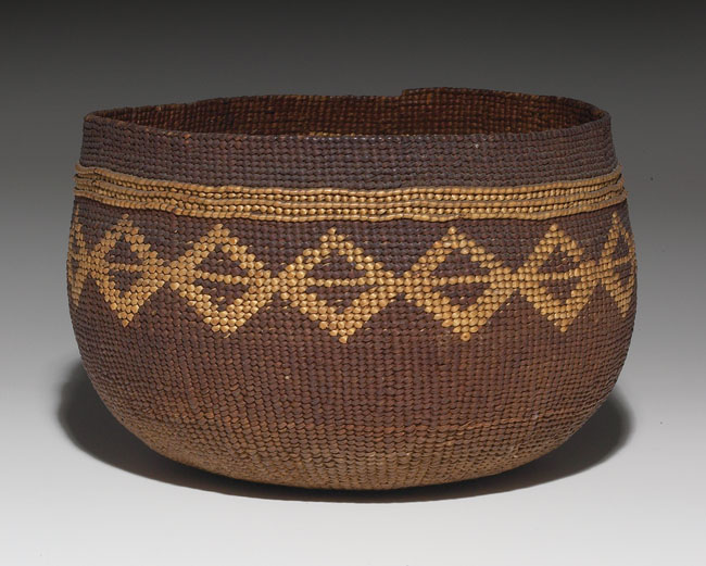 Appraisal: Hupa basketry bowl polychrome geometric design w x h