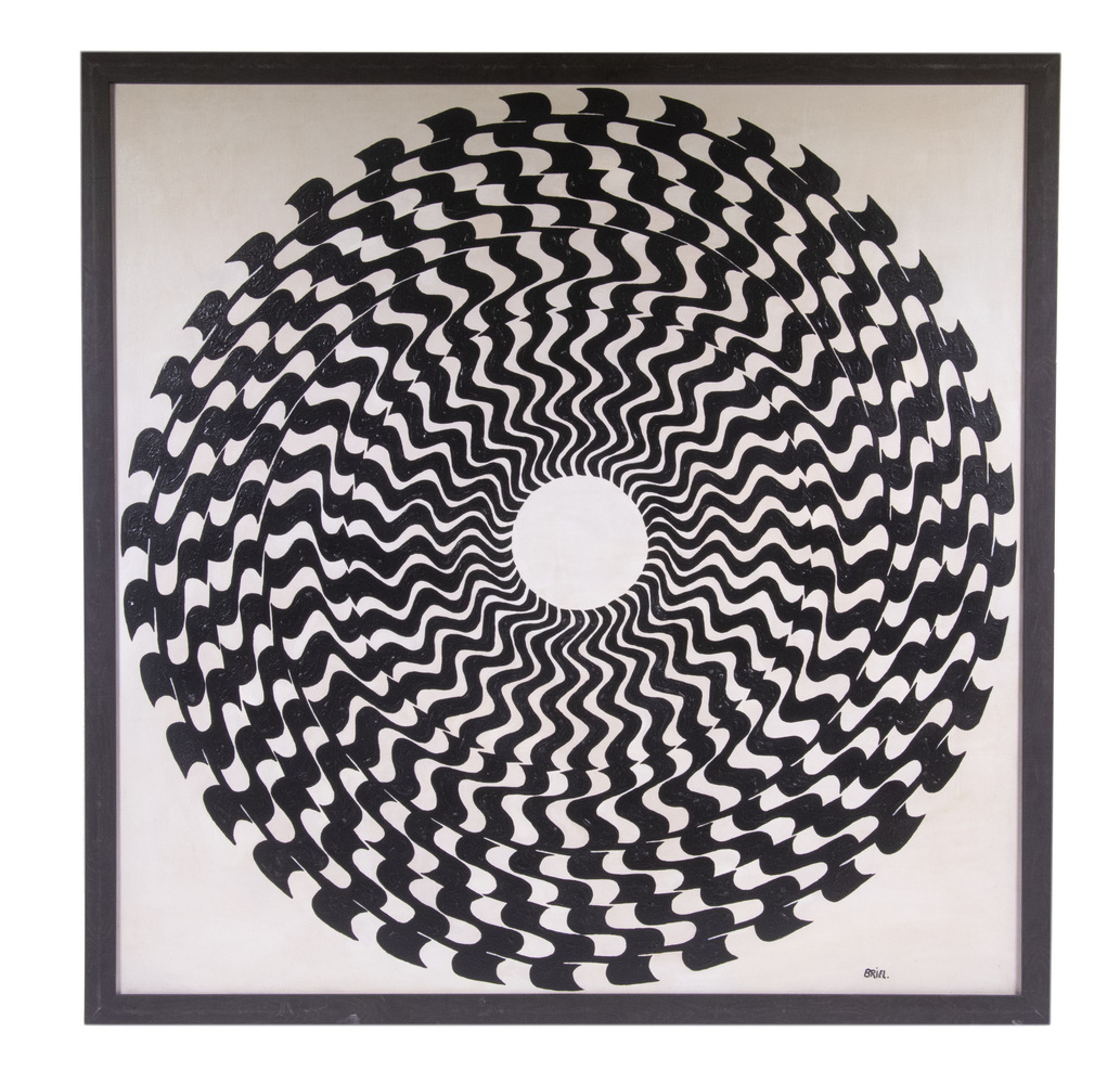 Appraisal: ERNESTO BRIEL CUBA - Black and White Geometric Disc acrylic