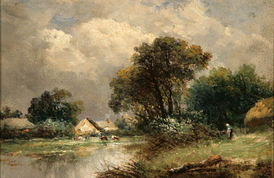 Appraisal: Patrick Nasmyth Scottish - Rural Landscape with Cottage and Cows