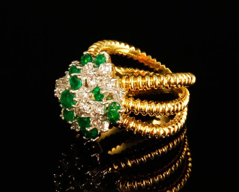 Appraisal: - K Gold Diamond and Emerald Ring K two tone