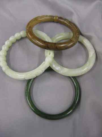 Appraisal: Jade Bangle Bracelet estate lot of different including carved one