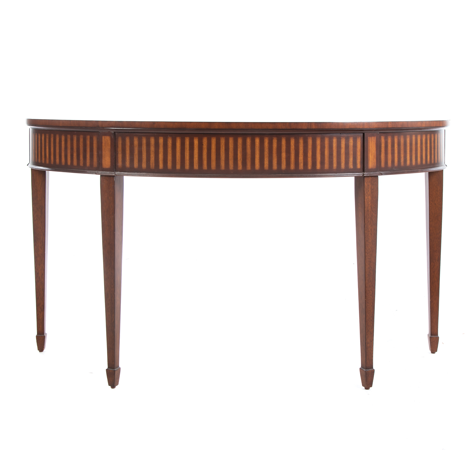 Appraisal: ETHAN ALLEN MAHOGANY DEMILUNE CONSOLE th century having patera and