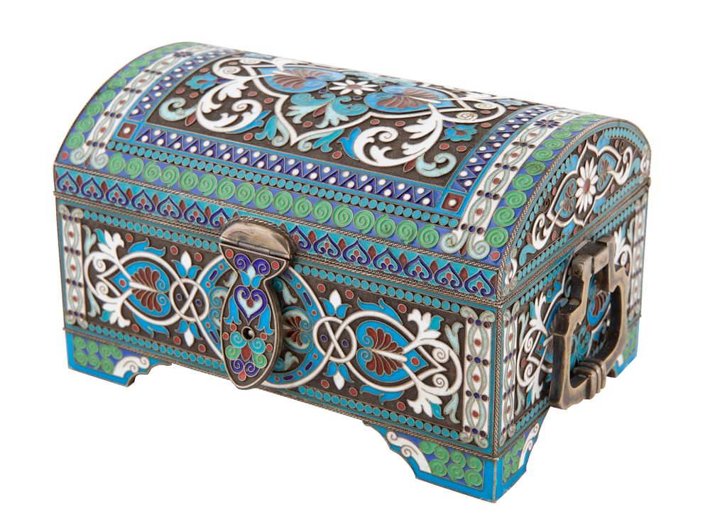 Appraisal: LATE TH CENTURY RUSSIAN SILVER AND CLOISONNE ENAMEL BOX LATE