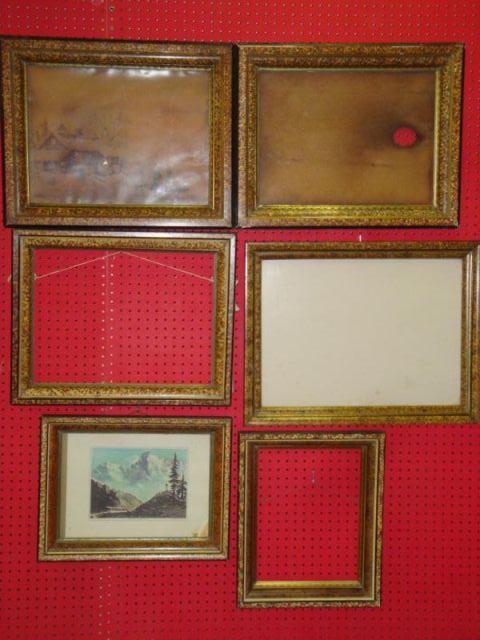 Appraisal: Six Antique Faux-Painted Gilt Frames One pair measures outside x