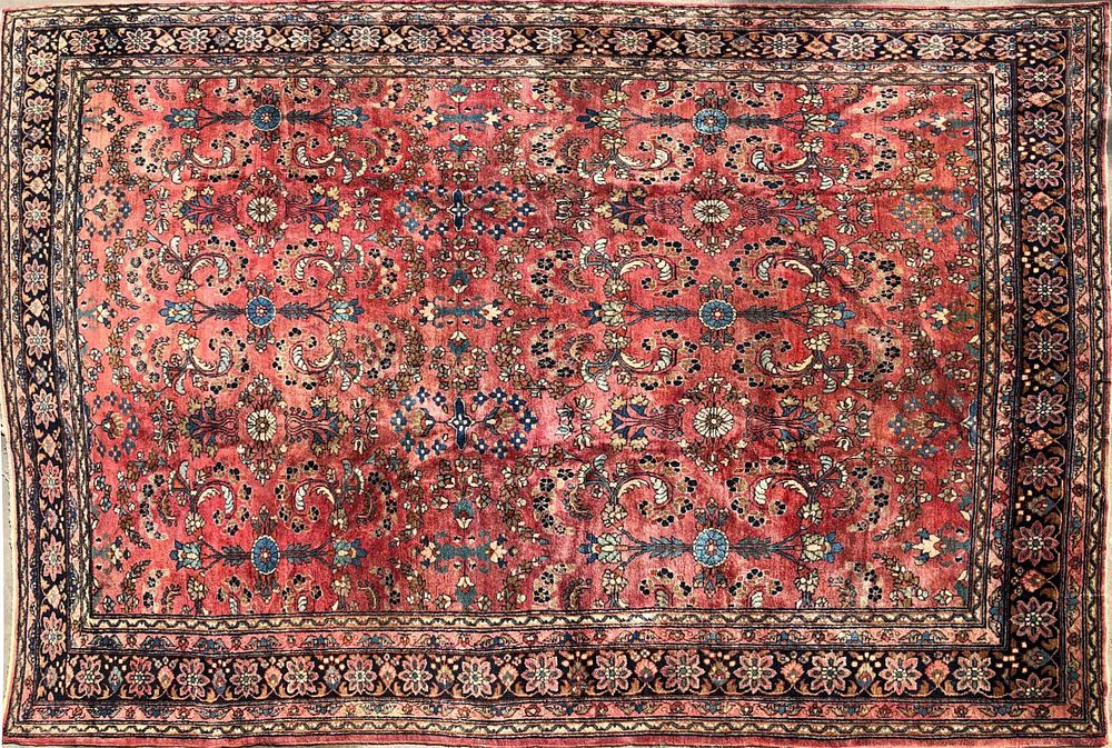 Appraisal: Vintage Hand Knotted Wool Sarouk Carpet circa s Vintage Hand