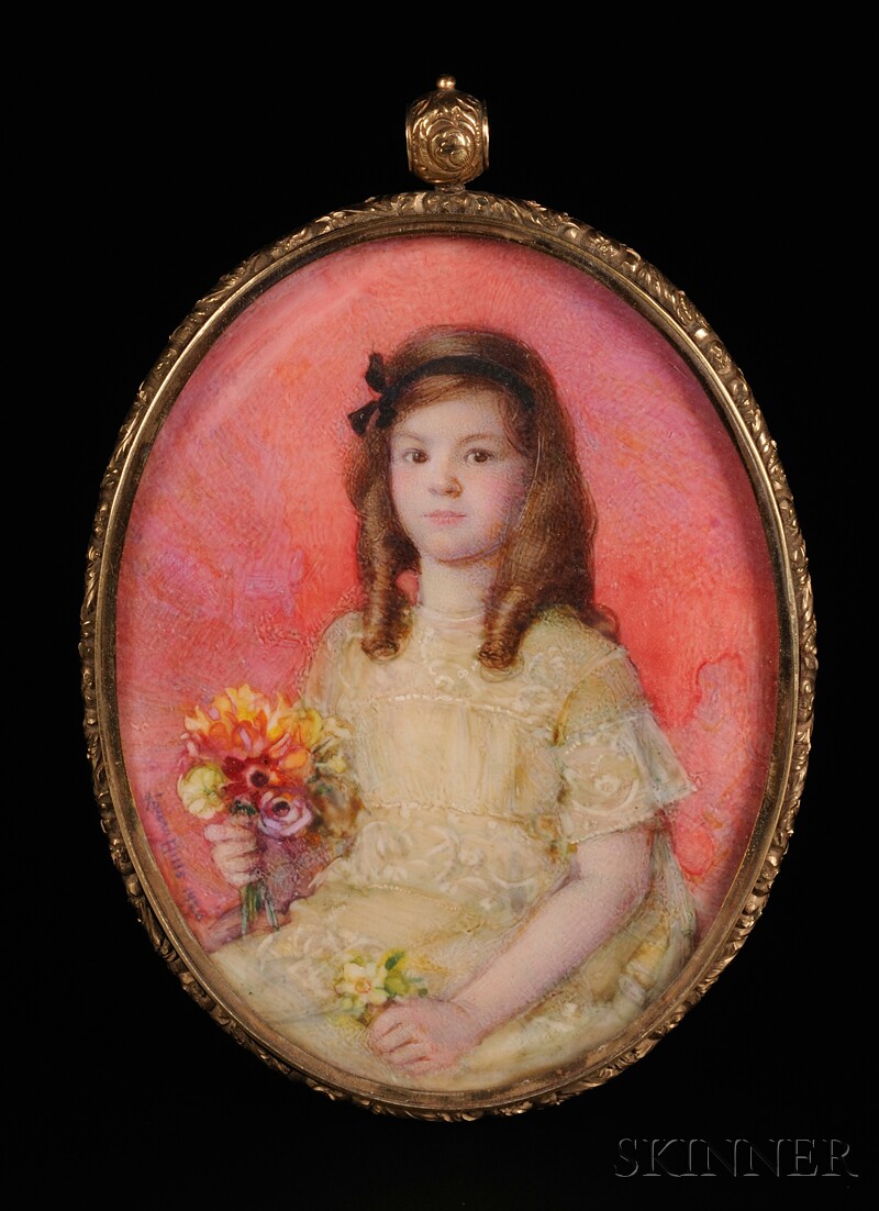 Appraisal: Laura Coombs Hills American - Portrait Miniature of Louisa Barbour