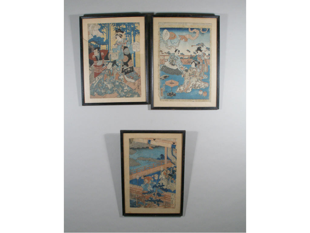 Appraisal: Three Japanese Woodblock Prints th c the first two prints