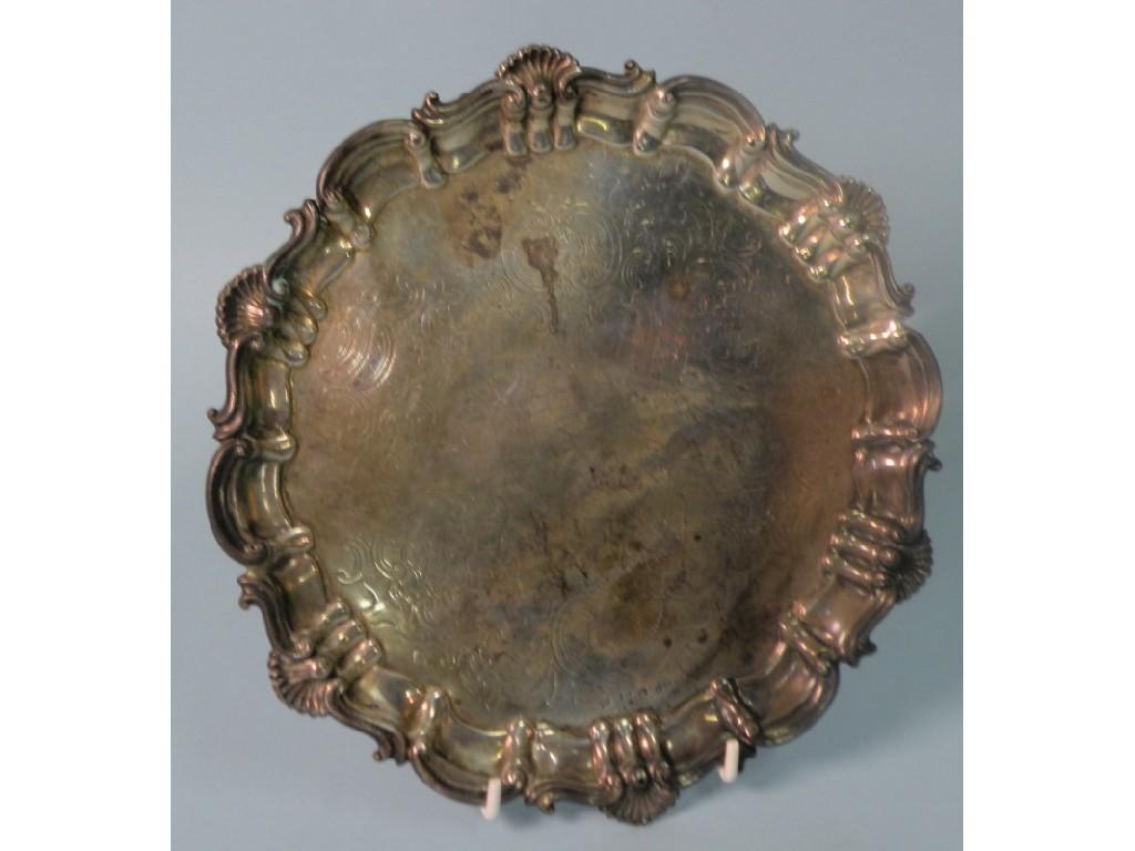 Appraisal: A Victorian silver waiter the pie crust border cast with