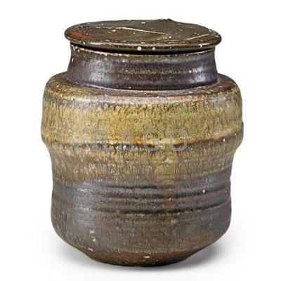 Appraisal: KAREN KARNES Glazed stoneware covered jar Vermont Chopmark KK x