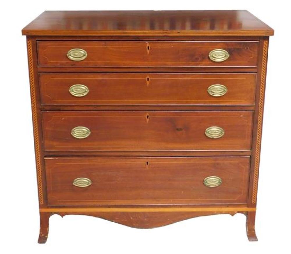 Appraisal: Federal style Hepplewhite chest of four graduated drawers late th