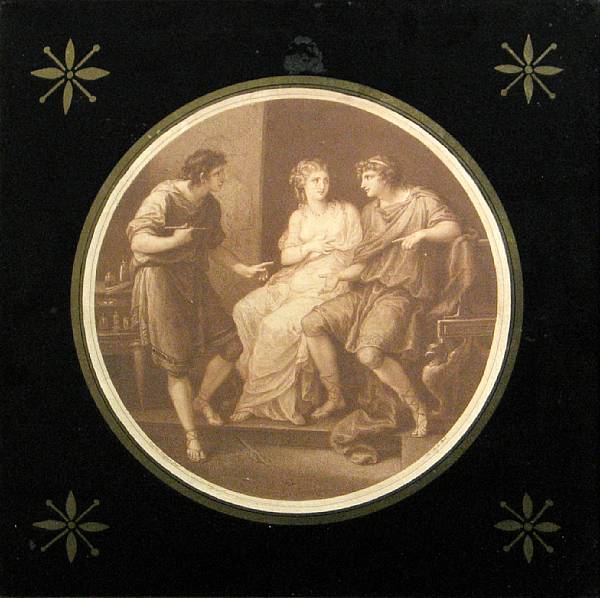 Appraisal: After Angelica Kauffman Pair of Engravings c Stipple engravings printed