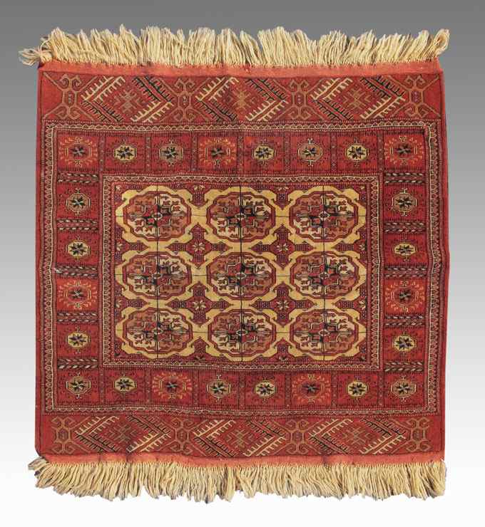 Appraisal: SEMI-ANTIQUE TEKKE TURKOMAN HAND KNOTTED ALL WOOL RUG ' ''