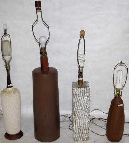 Appraisal: FOUR MID-CENTURY MODERN TABLE LAMPS TO INCLUDE HIGH TEAK AND