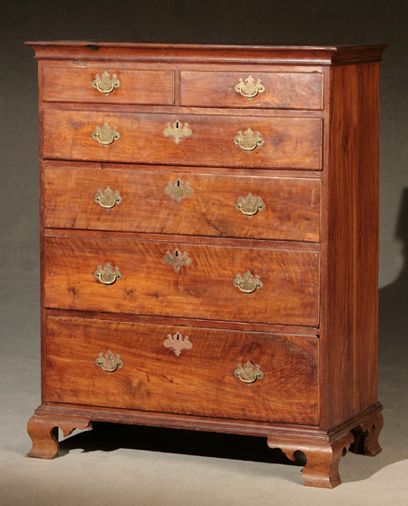 Appraisal: Chippendale Walnut Tall Chest of Drawers Pennsylvania Circa Feet replaced