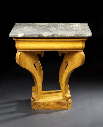 Appraisal: Biedermeier Fruitwood and Marble-Top Side Table mid- th century the