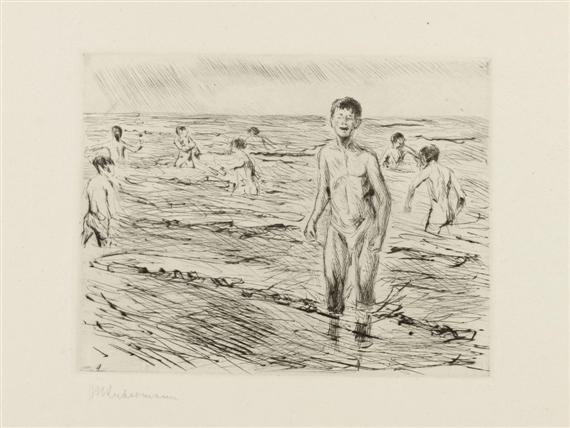 Appraisal: LIEBERMANN MAX Berlin - Berlin Self portrait standing and drawing