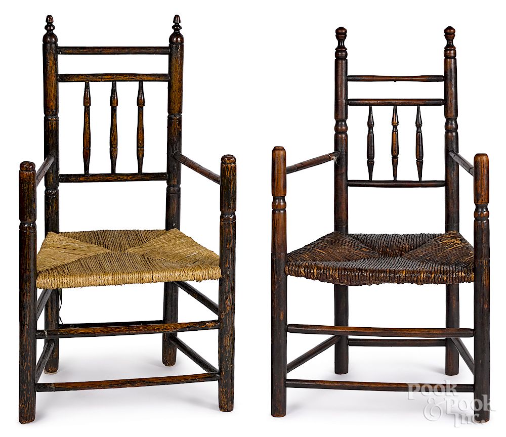 Appraisal: Two similar New England William and Mary armchair Two similar