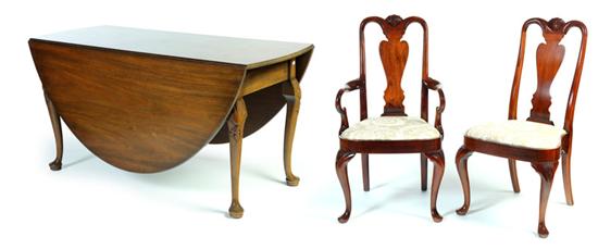 Appraisal: QUEEN ANNE-STYLE TABLE AND SIX CHAIIRS Kittinger New York th