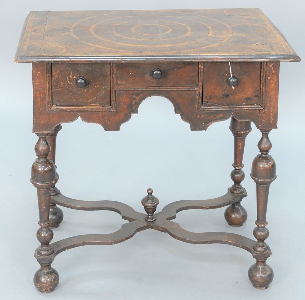 Appraisal: William Mary Dressing Table having inlaid top over three drawers