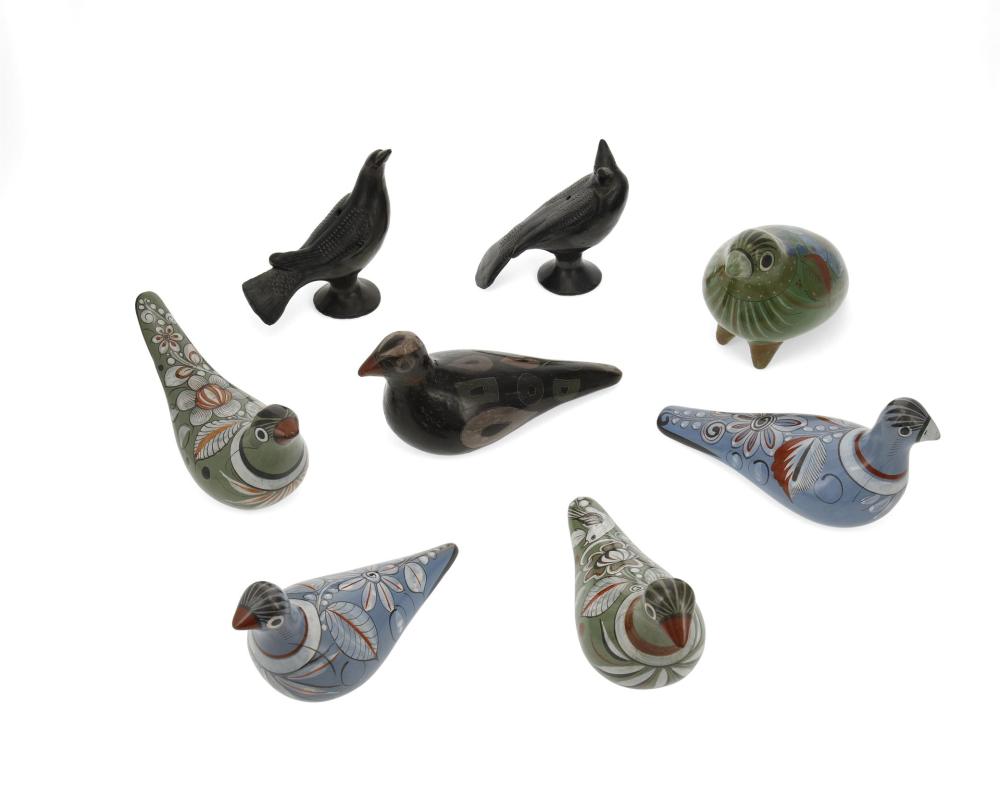 Appraisal: A group of pottery bird figures th Century Mexico Four