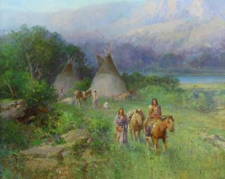 Appraisal: Painting Victor Casenelli Victor Casenelli American - Native American Camp