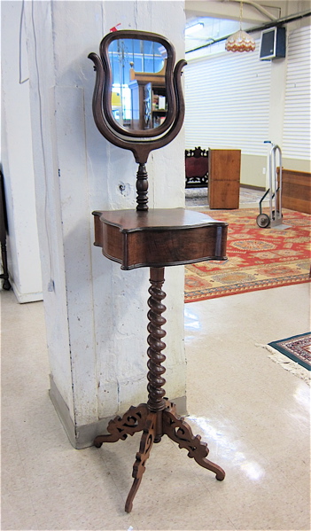 Appraisal: VICTORIAN WALNUT SHAVING STAND American th century having a small