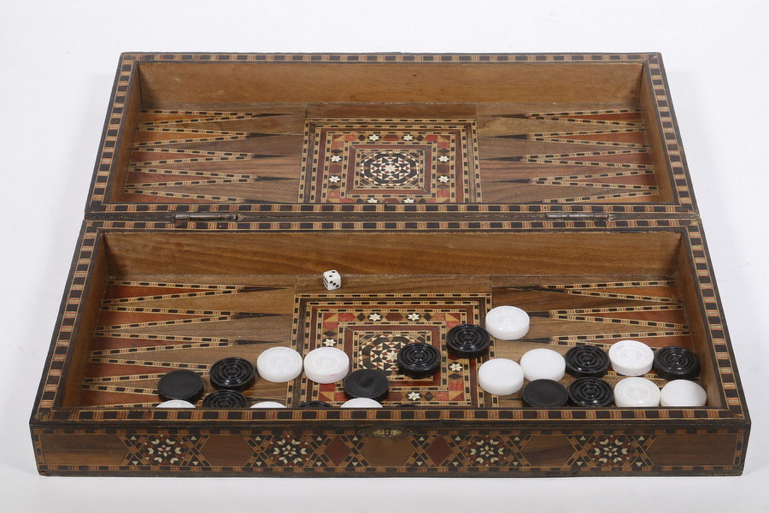 Appraisal: MIDDLE EASTERN INLAID GAME BOX Inlaid Wooden Game Box and