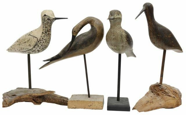 Appraisal: lot of Vintage carved and painted shorebird decoys on rectangular