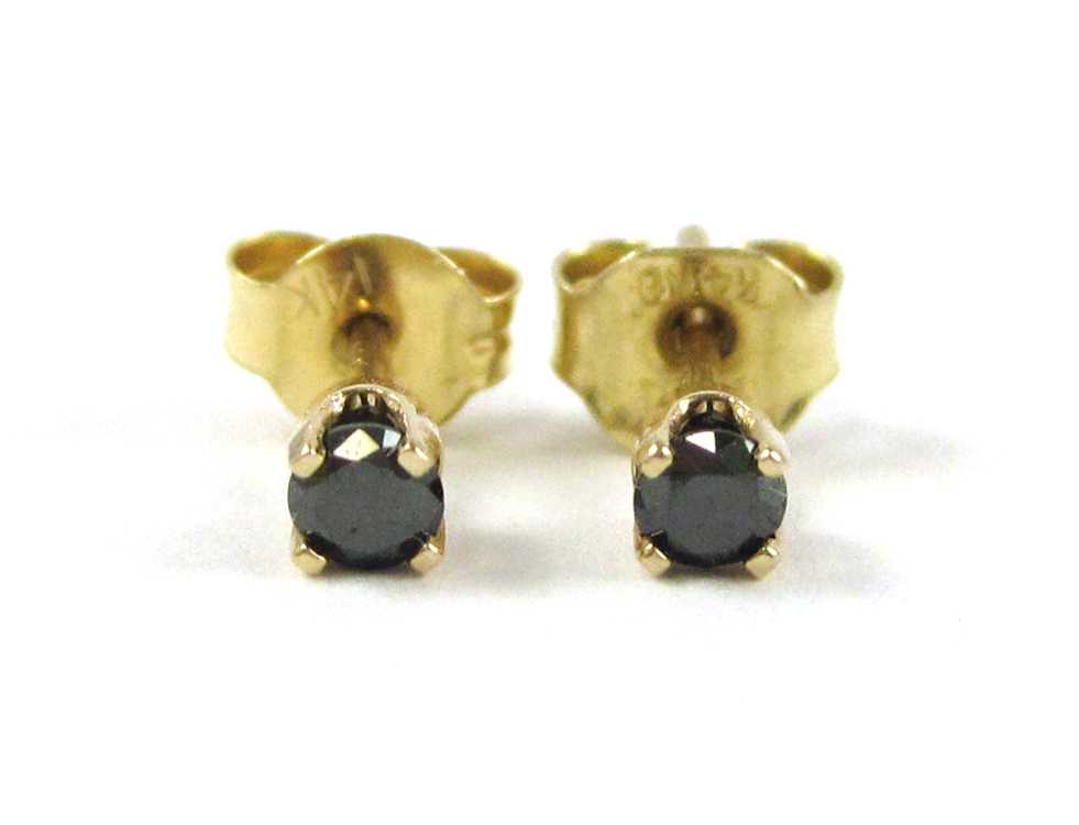 Appraisal: PAIR OF BLACK DIAMOND EAR STUDS each k yellow gold