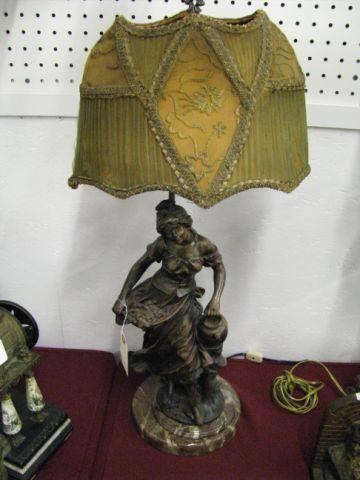 Appraisal: Art Nouveau Style figural Lamp maiden at the well composition