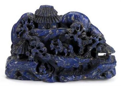 Appraisal: Very fine Chinese carved lapis lazuli mountain grouping th century