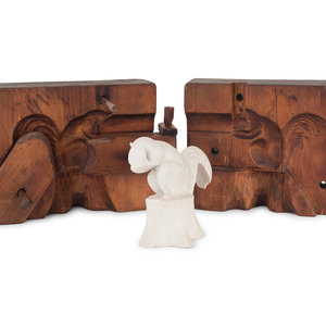 Appraisal: A Two-Part Carved Pine Squirrel Form Butter Mold initialed P