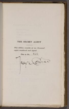 Appraisal: CONRAD JOSEPH - TWO SIGNED LIMITED EDITIONS The Secret Agent