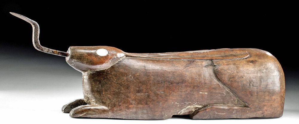 Appraisal: th C Thai Wood Coconut Grater - Recumbent Rabbit Originally