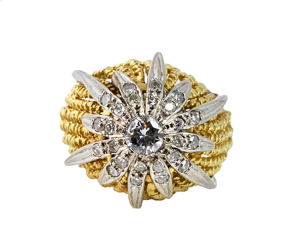 Appraisal: Kt Gold Diamond Starburst Design Ring kt yellow white gold