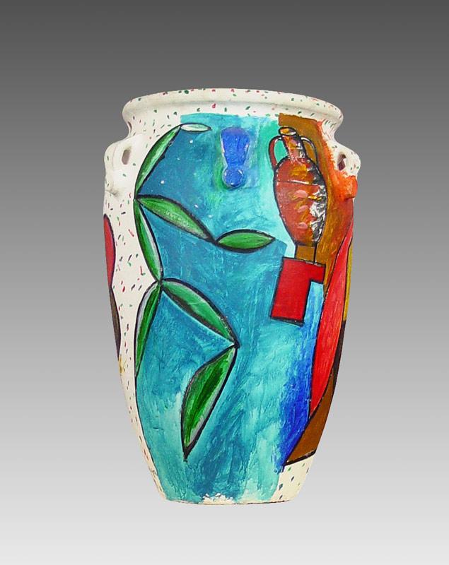 Appraisal: SCANGA Italo American - Painted Vase '' h signed and