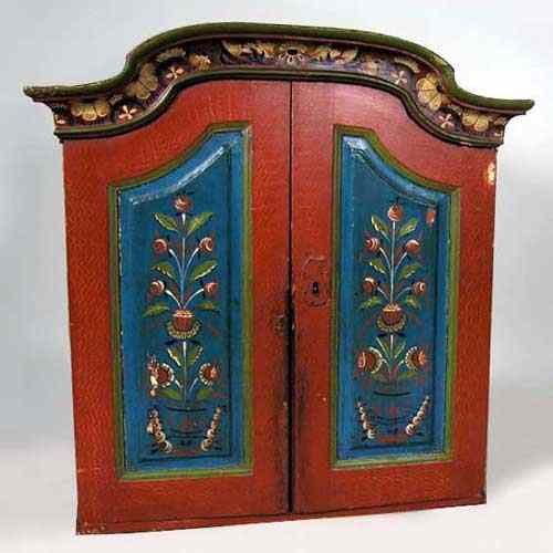 Appraisal: A Swedish Allmoge Painted Pine Hanging Cupboard circa having a