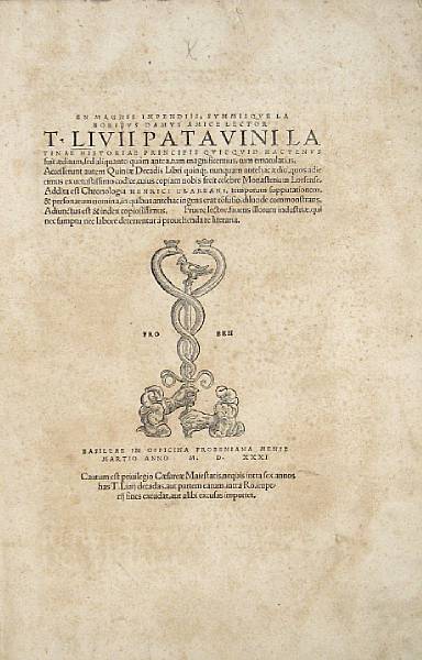 Appraisal: LIVIUS TITUS Latinae Historiae principis quicquid hactenus suit aeditum Basil