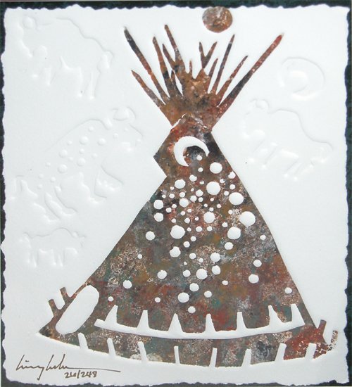 Appraisal: Teepee Artist Kuka King Blackfoot Indian Date Medium embossed lithograph