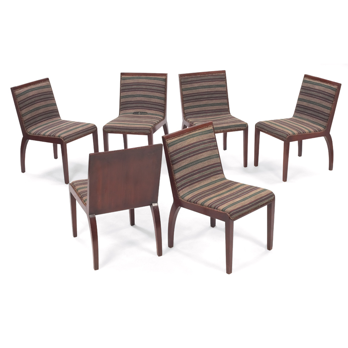 Appraisal: Edward Wormley dining chairs six by Dunbar s mahogany exposed