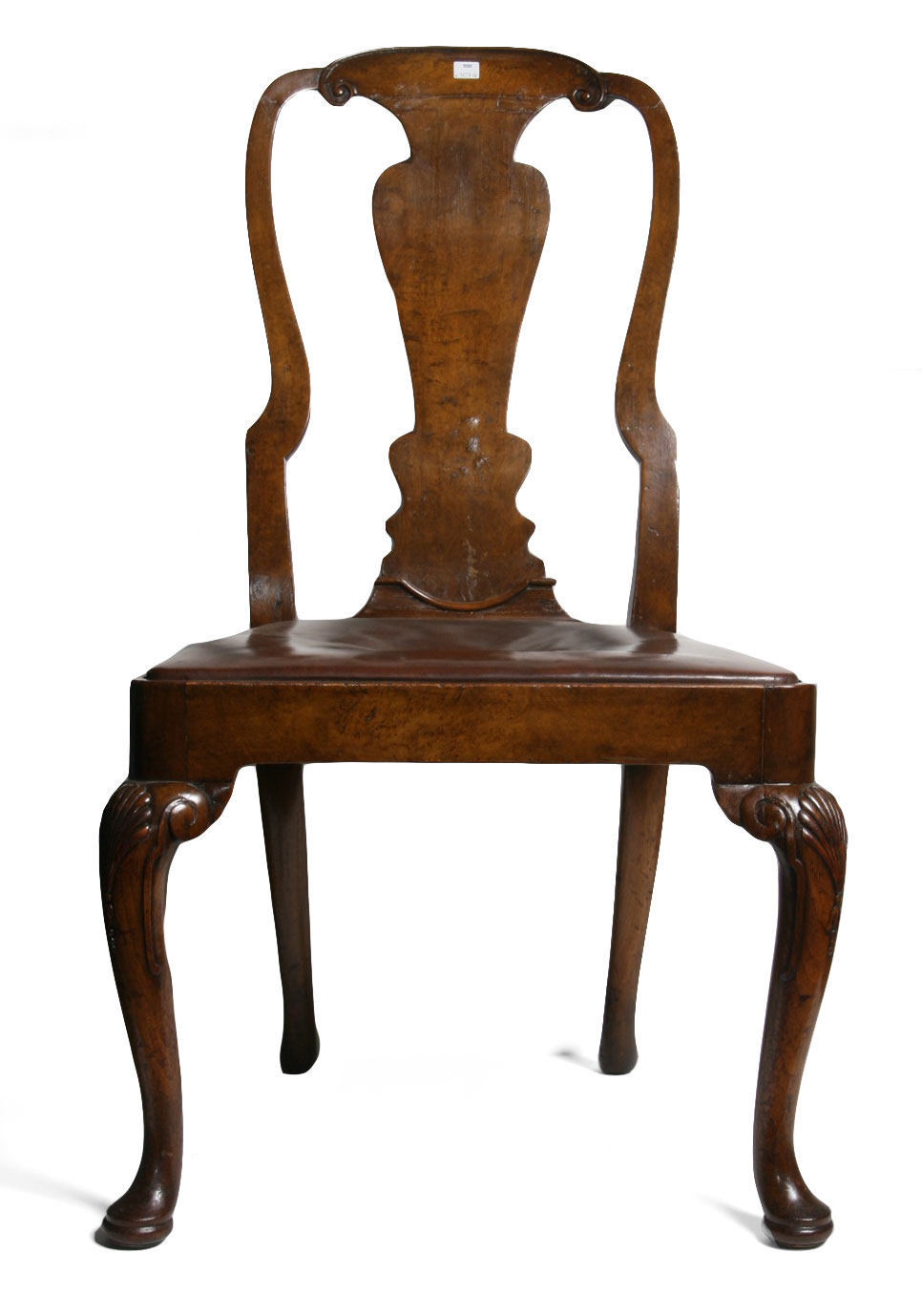 Appraisal: PAIR OF QUEEN ANNE STYLE FIGURED WALNUT SIDE CHAIRS WITH