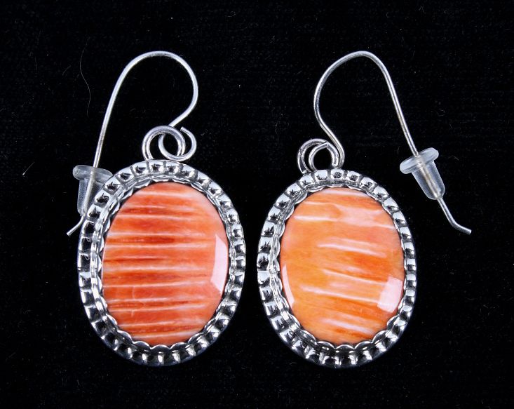 Appraisal: Navajo Herbert Tsosie Spiny Oyster Silver Earrings Included in this