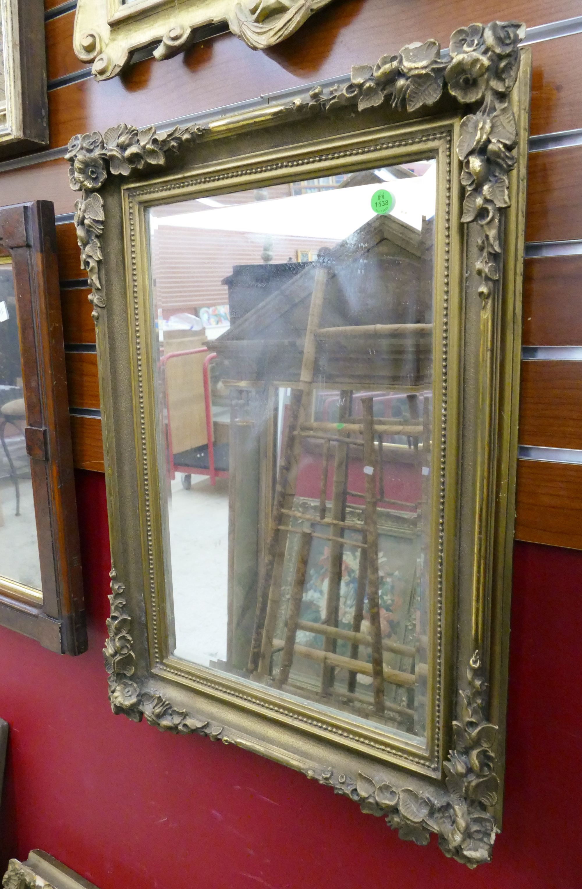 Appraisal: Antique Gilt Floral Framed Mirror- x '' with some edge