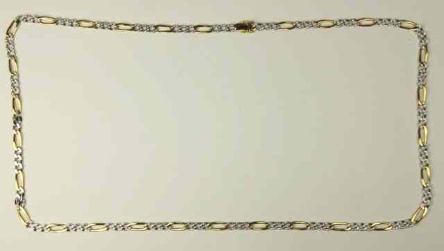 Appraisal: An ct white and yellow gold curb link necklet set