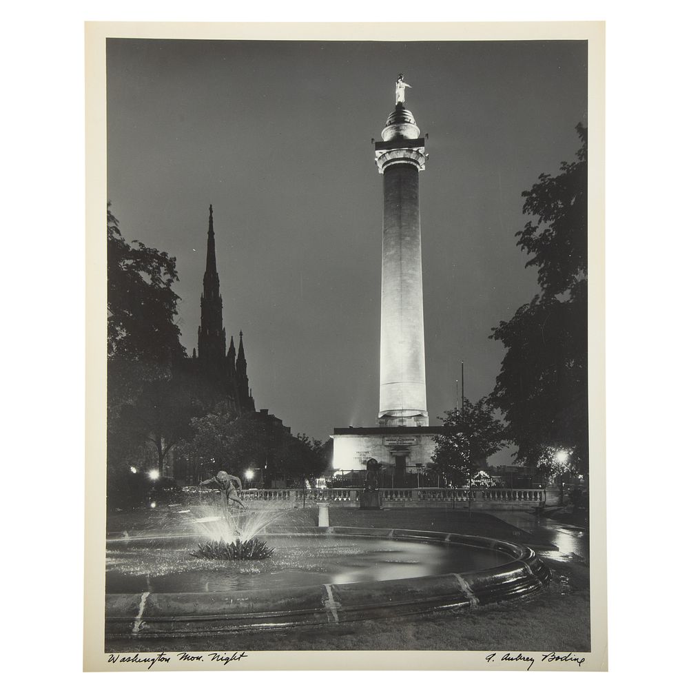 Appraisal: A Aubrey Bodine Washington Monument at Night American - Gelatin