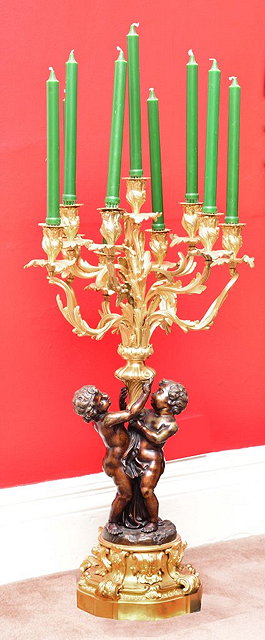 Appraisal: A LARGE FRENCH BRONZE METAL AND GILT METAL CANDELABRA with