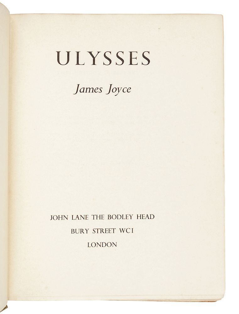 Appraisal: JOYCE James - Ulysses London John Lane the Bodley Head